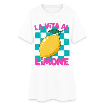 La Vita al Limone – Zitrus Retro Motiv - Frauen T-Shirt-Kleid - Weiß - Vorne