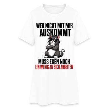 Wer nicht mit mir auskommt Katze - Frauen T-Shirt-Kleid - Weiß - Vorne