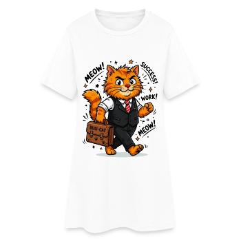 Chat d’affaires travailleur avec une mallette - Robe T-shirt Femme - blanc - Devant