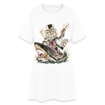 Steampunk Raccoon Shark - Women’s T-Shirt Dress - white - Front