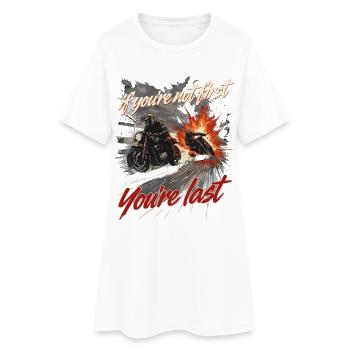 Motard de course d’action moto - Robe T-shirt Femme - blanc - Devant