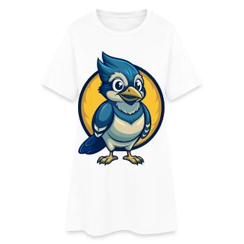 Jay Bird Kawaii Mascot Cartoon Clipart Logo Badge - Women’s T-Shirt Dress - white - Front