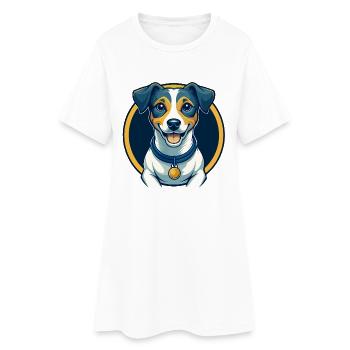 Jack Russell Terrier Dog Kawaii Cartoon Clipart - Women’s T-Shirt Dress - white - Front