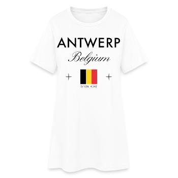 Coordonnées d’Anvers Voyage Souvenir - Robe T-shirt Femme - blanc - Devant