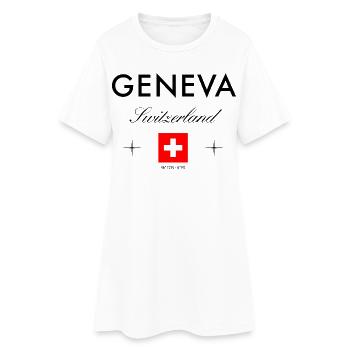 Genève Suisse Coordonnées Souvenir de voyage - Robe T-shirt Femme - blanc - Devant