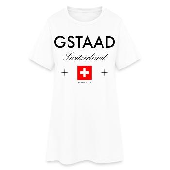 Gstaad, Suisse, coordonnées, voyage, souvenir - Robe T-shirt Femme - blanc - Devant