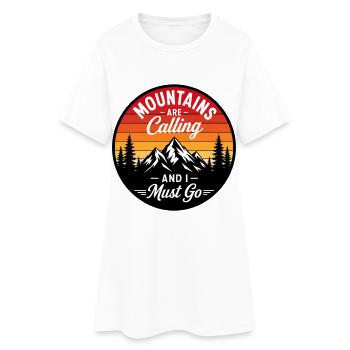 Mountains Are Calling And I Must Go Hiking - Frauen T-Shirt-Kleid - Weiß - Vorne