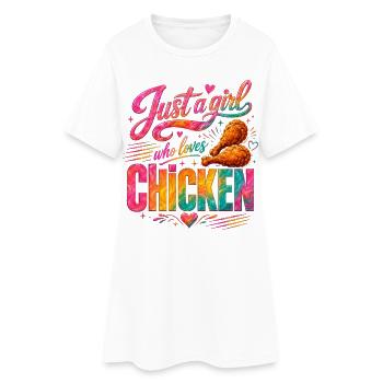 Juste une fille La poule adore les poulets - Robe T-shirt Femme - blanc - Devant