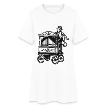 Orgue à baril vintage avec singe | Motif musical nostalgique - Robe T-shirt Femme - blanc - Devant