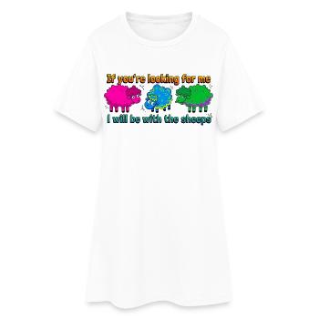 Avec les moutons - Robe T-shirt Femme - blanc - Devant