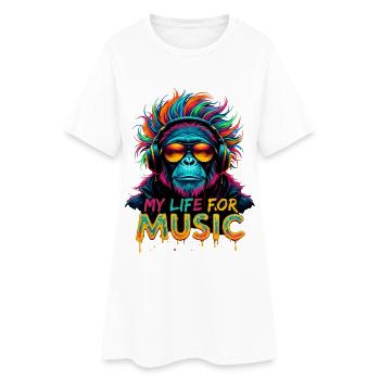 Chimpanzé coloré – Ma vie pour la musique - Robe T-shirt Femme - blanc - Devant