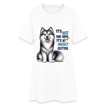 Husky Paillettes Husky Drôle Husky Dog Lover Design Merch - Robe T-shirt Femme - blanc - Devant