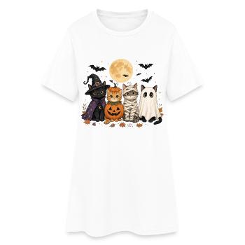 Costume de fantôme de la sorcière citrouille et de la citrouille d’Halloween - Robe T-shirt Femme - blanc - Devant
