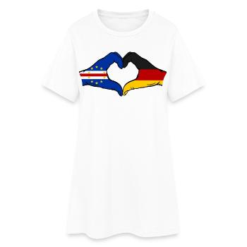 Cape Verde Germany Flag Hands Heart Shape Used - Women’s T-Shirt Dress - white - Front