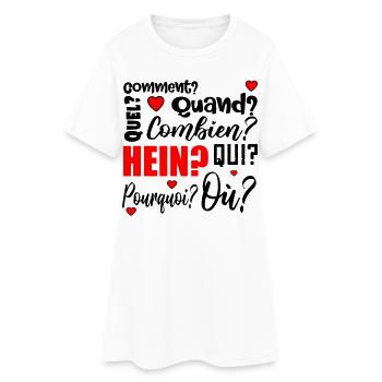 mots interrogatifs - français - Robe T-shirt Femme - blanc - Devant