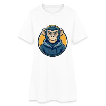 Symbole de Logos de dessins animés de mascotte Monkey Kawaii - Robe T-shirt Femme - blanc - Devant