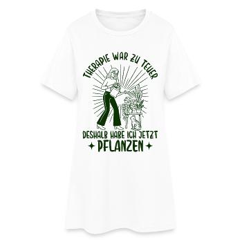Gärtnern - Therapie war zu teuer Pflanzen - Frauen T-Shirt-Kleid - Weiß - Vorne