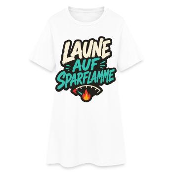 LAUNE AUF SPARFLAMME - Frauen T-Shirt-Kleid - Weiß - Vorne