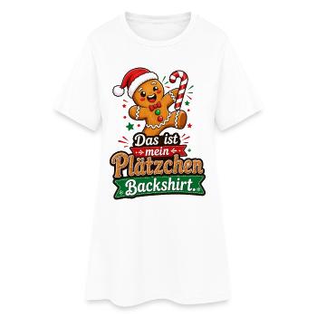 Das ist mein Plätzchen Backshirt Lebkuchen - Frauen T-Shirt-Kleid - Weiß - Vorne