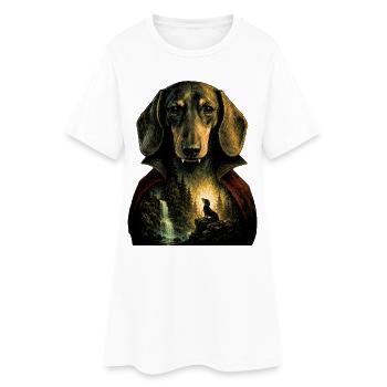 Dachshund Viennese Dog Halloween Vampire Costume - Women’s T-Shirt Dress - white - Front