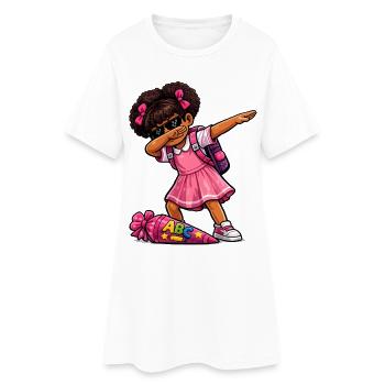 Dabbing ABC-Schützin Afro - Frauen T-Shirt-Kleid - Weiß - Vorne