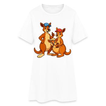 Dessin animé de la famille kangourou - Robe T-shirt Femme - blanc - Devant