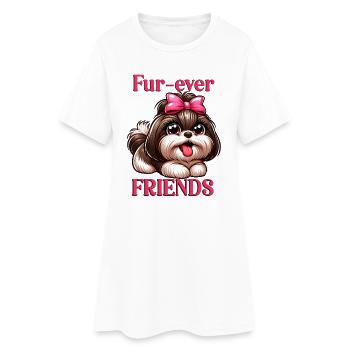 Amis de poils Mignonne Shih Tzu, fille mignonne - Robe T-shirt Femme - blanc - Devant