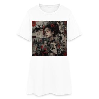 Japanische Kunst Collage Street Art Motiv - Frauen T-Shirt-Kleid - Weiß - Vorne