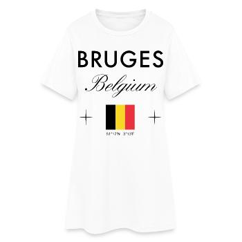 Bruges Belgium Coordinates Travel Souvenir - Women’s T-Shirt Dress - white - Front