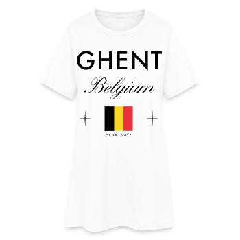 Ghent Belgium Coordinates Travel Souvenir - Women’s T-Shirt Dress - white - Front