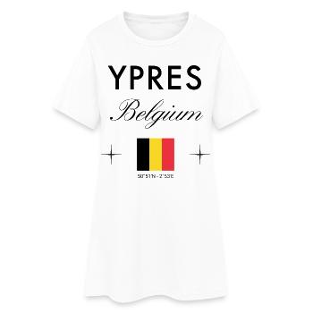 Ypres, Belgique, coordonnées Souvenir de voyage - Robe T-shirt Femme - blanc - Devant