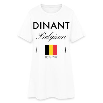 Dinant, Belgique, coordonnées, voyage, souvenir - Robe T-shirt Femme - blanc - Devant