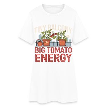 Petit balcon Une grande énergie tomate - Robe T-shirt Femme - blanc - Devant