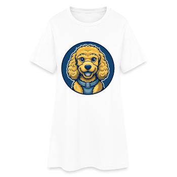 Poodle Dog Kawaii Mascot Cartoon Clipart Logo - Women’s T-Shirt Dress - white - Front