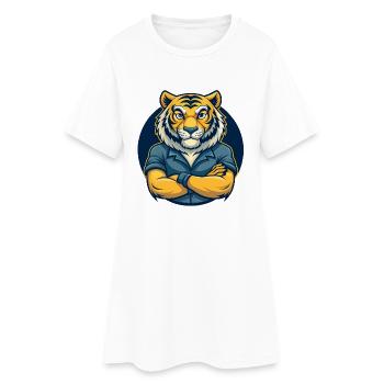 Tiger Kawaii Mascot Cartoon Character Clipart Logo - Women’s T-Shirt Dress - white - Front