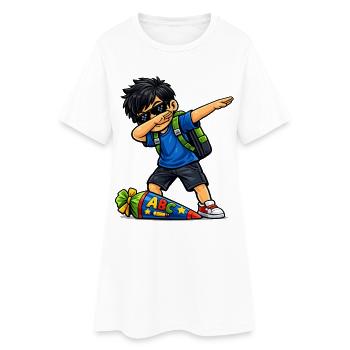 Dabbing ABC-Schütze schwarze Haare - Frauen T-Shirt-Kleid - Weiß - Vorne