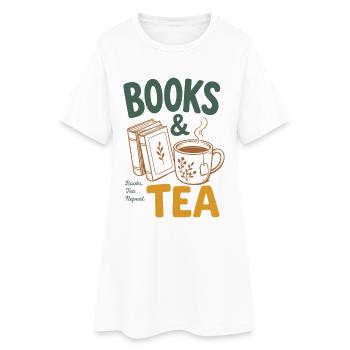 Books And Tea - Books & Tea Fans, Bookworm Reading - Women’s T-Shirt Dress - white - Front