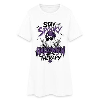 Stay Spooky – Halloween Is My Therapy Purple - Women’s T-Shirt Dress - white - Front