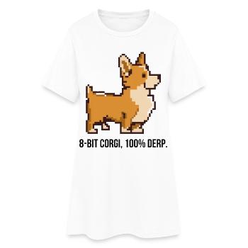 8-Bit Pixel Corgi T-Shirt - Frauen T-Shirt-Kleid - Weiß - Vorne