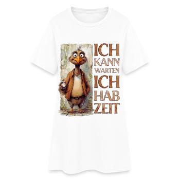 Alter Geier: Ich kann warten, ich hab Zeit! - Frauen T-Shirt-Kleid - Weiß - Vorne