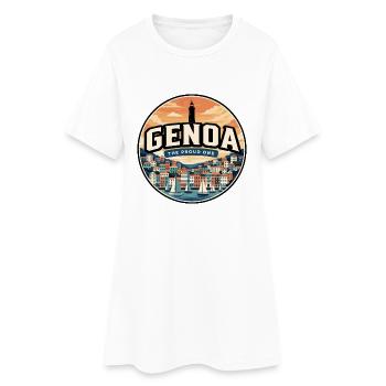 Badge de voyage rétro Genoa Porto Antico - Robe T-shirt Femme - blanc - Devant