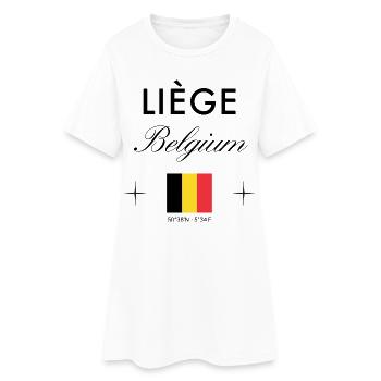 Liège Belgique Coordonnées Souvenir de voyage - Robe T-shirt Femme - blanc - Devant