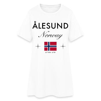 Ålesund, Norway, coordinates, travel, souvenir - Women’s T-Shirt Dress - white - Front