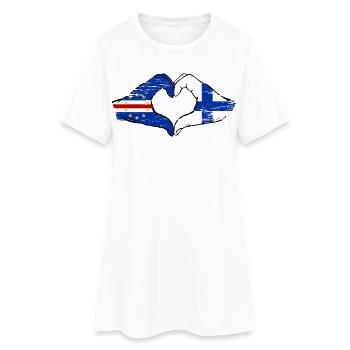 Kap Verde Finnland Flagge Hände Herzform used - Frauen T-Shirt-Kleid - Weiß - Vorne