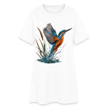 Emerald kingfisher in gushing - Women’s T-Shirt Dress - white - Front