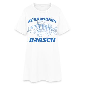 Küss meinen Barsch Vintage Retro lustiger Angler - Frauen T-Shirt-Kleid - Weiß - Vorne