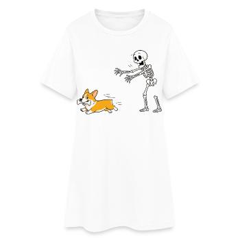 Halloween, Cprgi, Skeleton - Women’s T-Shirt Dress - white - Front