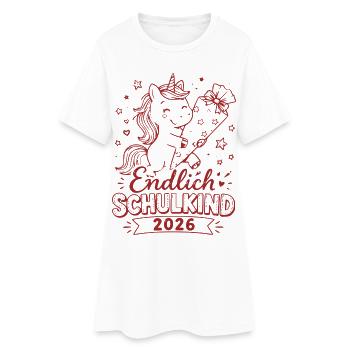 Endlich Schulkind 2026 Unicorn - Frauen T-Shirt-Kleid - Weiß - Vorne