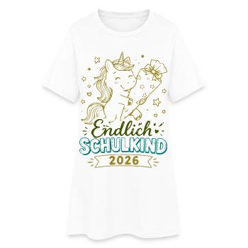Endlich Schulkind 2026 Unicorn - Frauen T-Shirt-Kleid - Weiß - Vorne