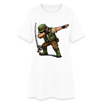 Dabbing Angler - Frauen T-Shirt-Kleid - Weiß - Vorne